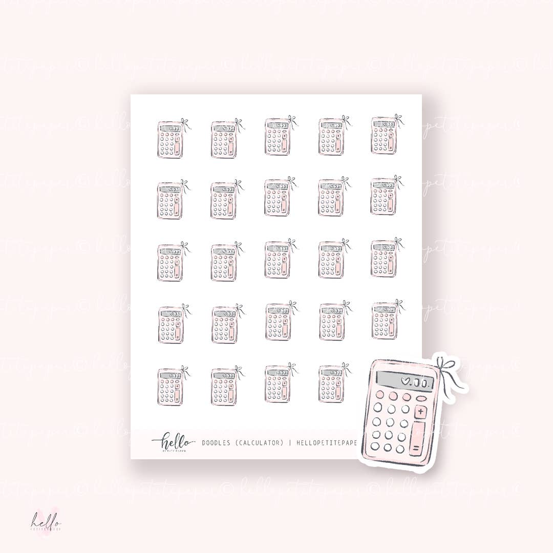 Hello Petite Paper - Wholesale Sticker - Doodle Icons (CALCULATOR) | hand-drawn planner stickers