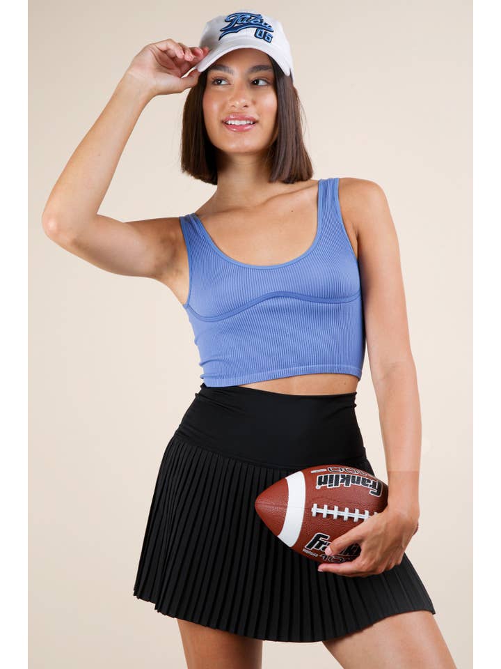 VERY J - Wholesale Athletic Skirt - Women's - NS50133-Pleated Activewear Skirt with Shorts Inside