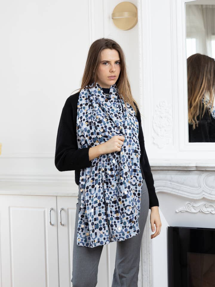 HH-334 Foulard imprimé avec dorure pour la vente par LINETA