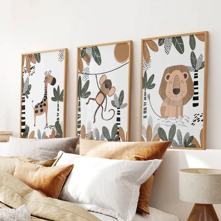 Art Lane - Wholesale Art Print - Safari Animals Wall Art. Nursery Dorm Decor
