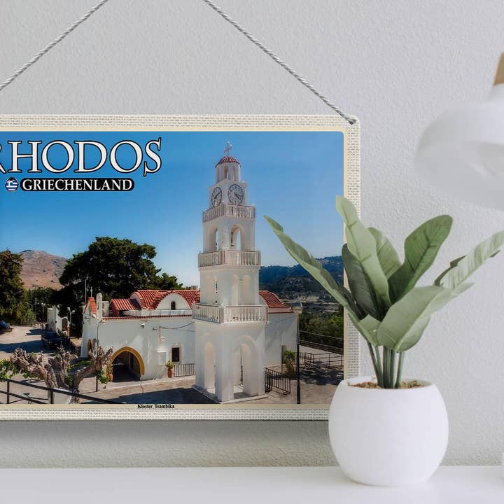 Femer – wholesale Sign – Tin sign travel 40x30 cm Rhodes Greece monastery Tsambika decoration