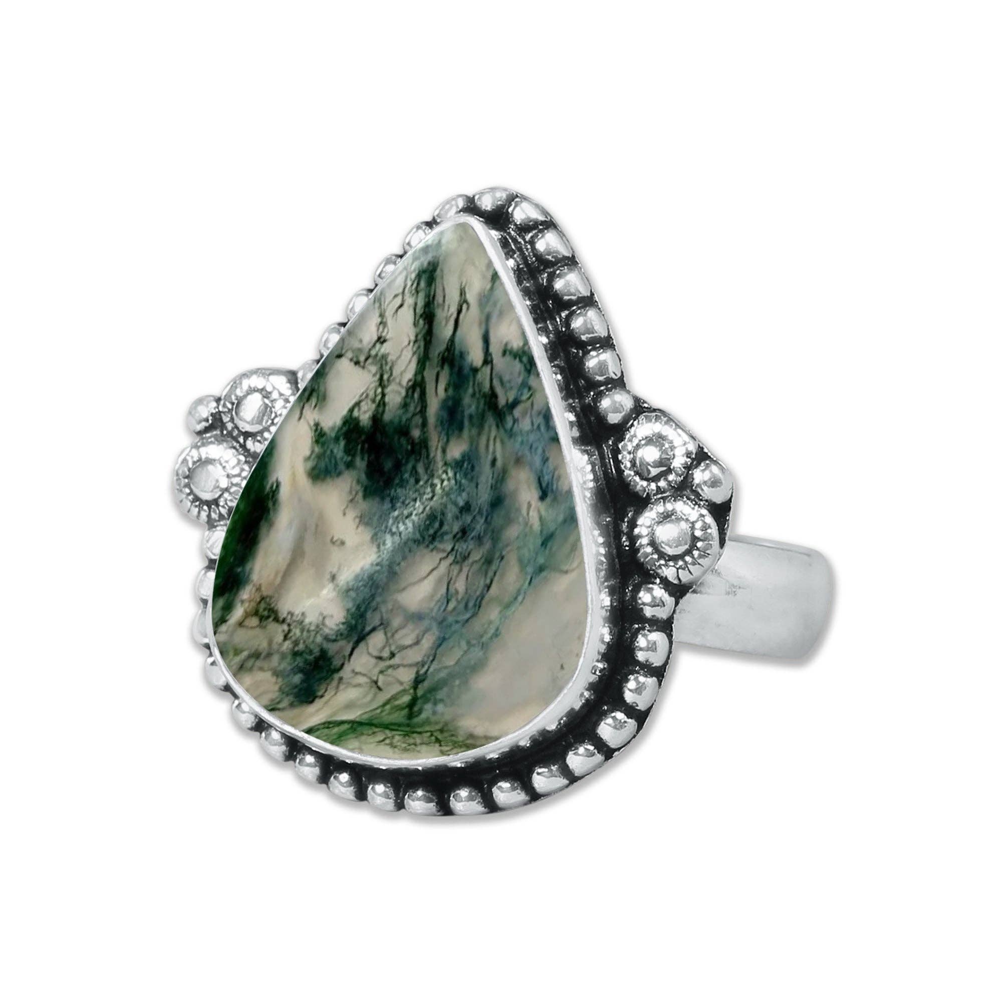 Handmade Jewels – wholesale Cocktail/Statement Ring – Mossagatringar – Handgjorda, Silverpläterade, Naturinspirerade (Tillverkade på Beställning)21