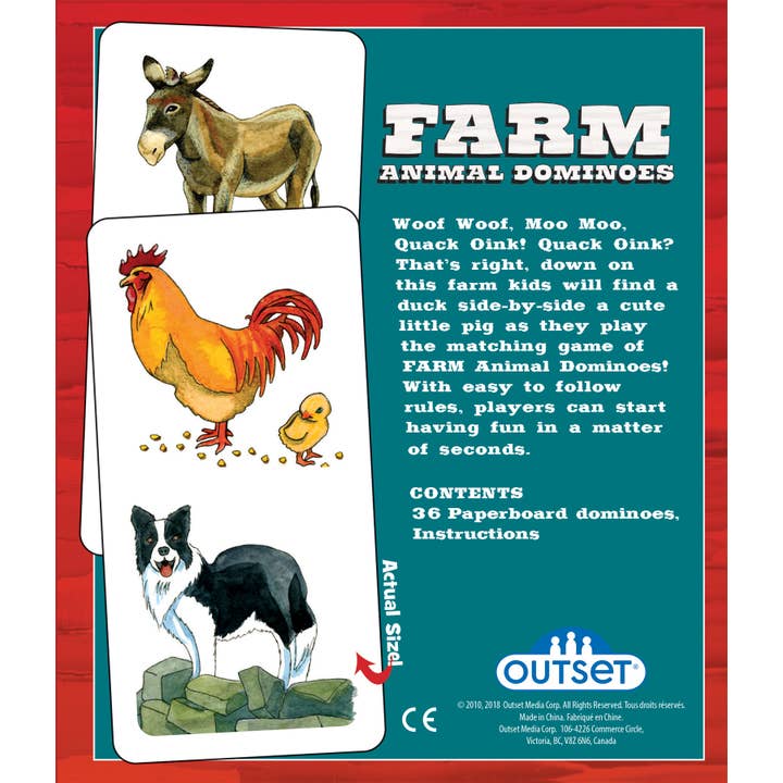 Outset Games and Cobble Hill Puzzles - Wholesale Board Game - Farm Animal Dominoes Game  for Ages 3+2