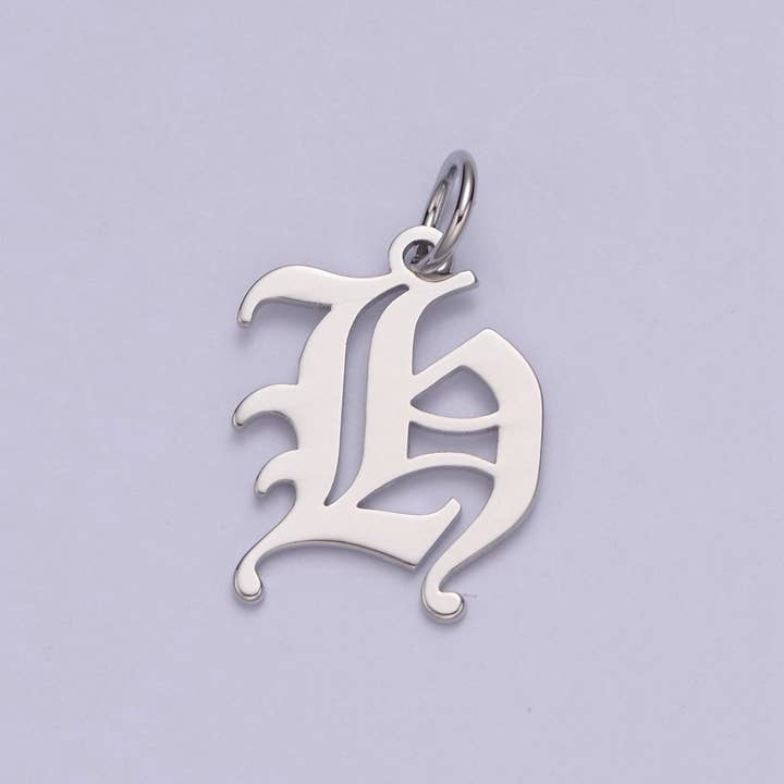 Aim Eternal - Wholesale Individual Charm/Pendant - Gothic Letter Charm, Alphabet Charm, Silver Letter Charm, 26 Letters Initial Charms Old English Letter Pendant A690~A7027