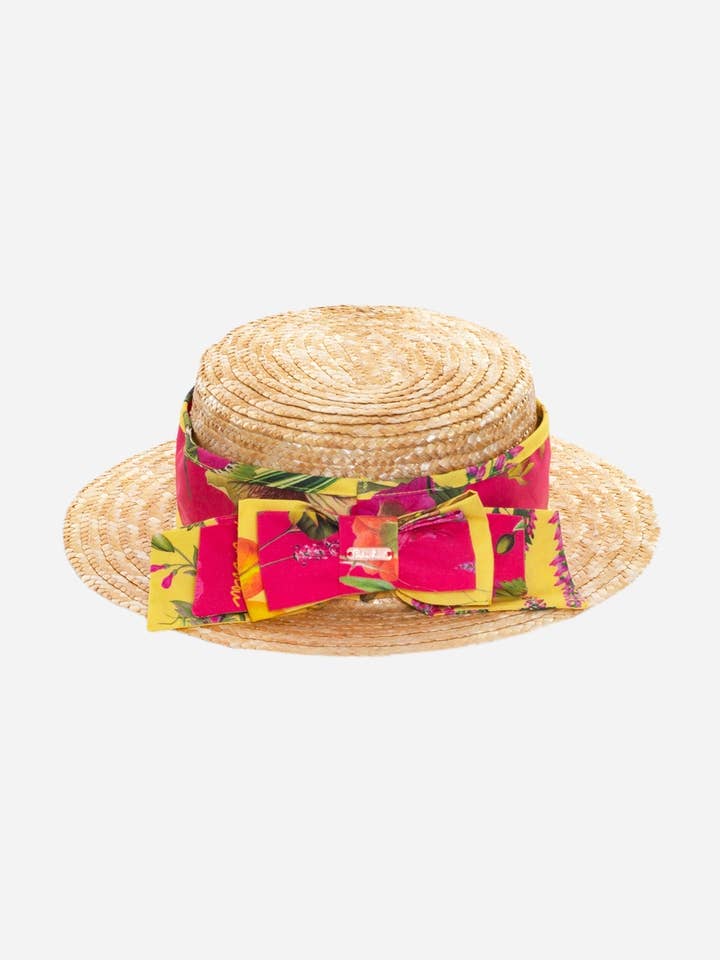 Straw hat with ribbon and bow multicolor for wholesale by Patachou
