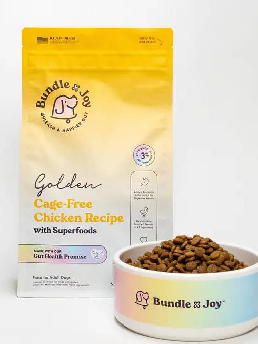 Golden Cage-Free Chicken Superfood Dog Food 12lb for wholesale by Bundle x Joy