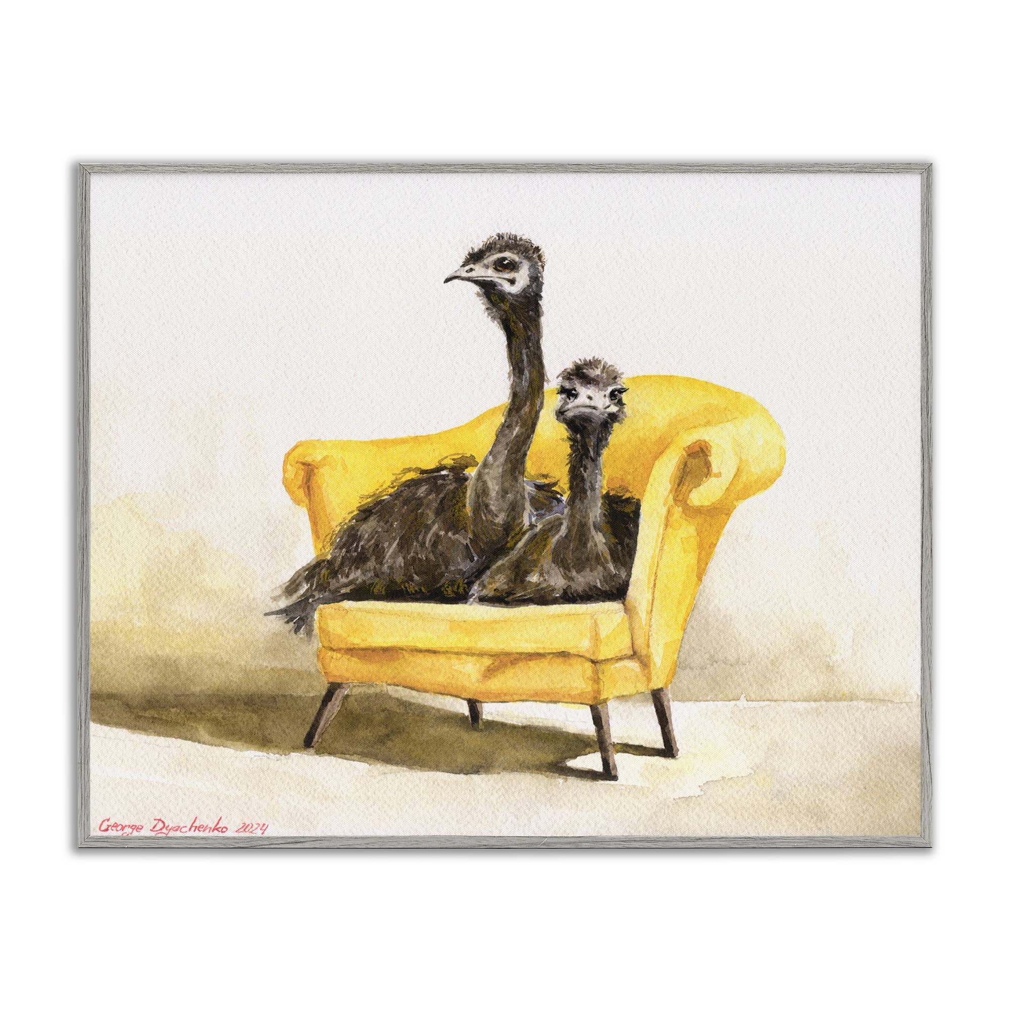 Stupell Industries - Wholesale Wall Sign - Funny Ostriches on Yellow Chair - Framed Wall Art20