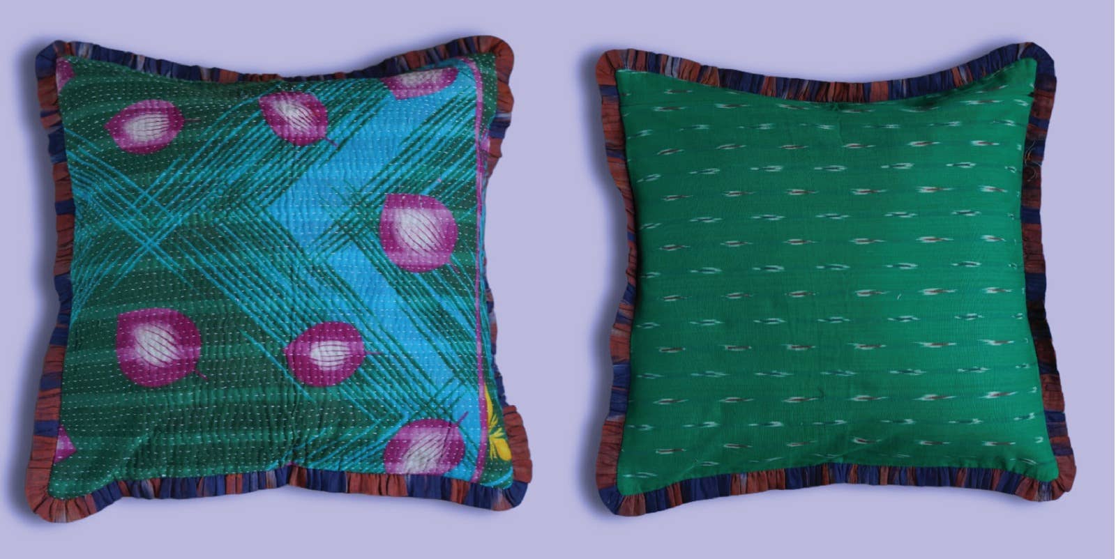 Annahmol - Wholesale Throw Pillow Cover - One of a Kind Vintage Kantha & Ikat Pillow 212