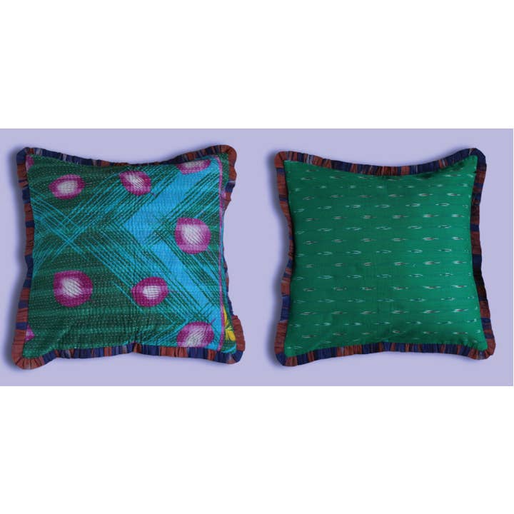 Annahmol - Wholesale Throw Pillow Cover - One of a Kind Vintage Kantha & Ikat Pillow 212