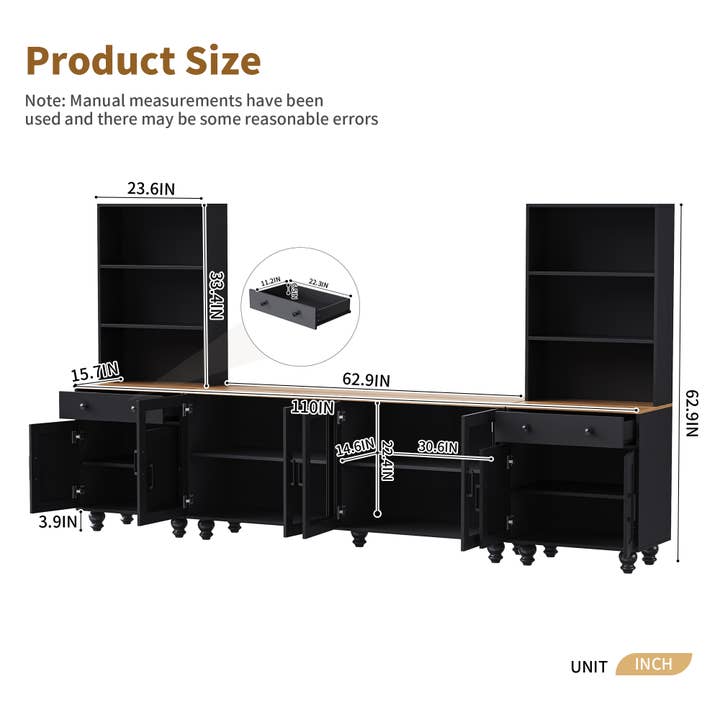 HOMYCASA DESIGN INC - Wholesale Console Table - Entertainment Wall Unit TV Stand & Adjustable Shelves7