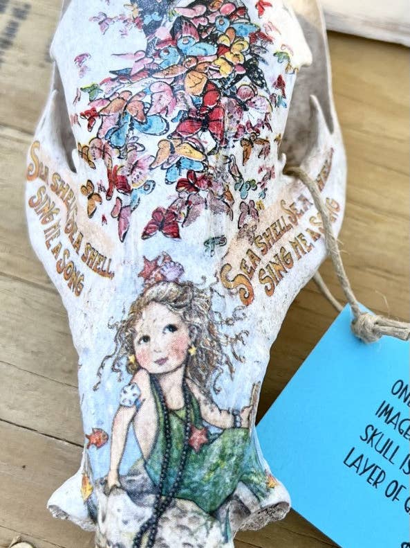 Mermaid Decopauged Hog Skull for wholesale by Glass Mermaid Makings