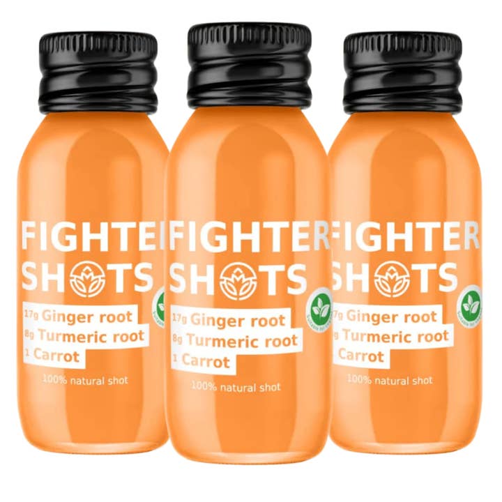 Fighter Shots USA - Wholesale Wellness Juice/Tonic - Carrot + Ginger + Turmeric Shot 12 x 60ml