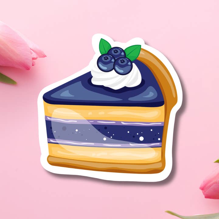 Hikaru Tara Art Arst & Craft Gift Shop - Wholesale Sticker - Blueberry Cake Slice Vinyl Sticker