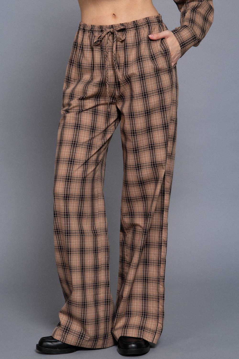 Active Basic | Active USA - Wholesale Pants - Women's - [PLUS SIZE] Wide Leg Plaid Woven Pants4