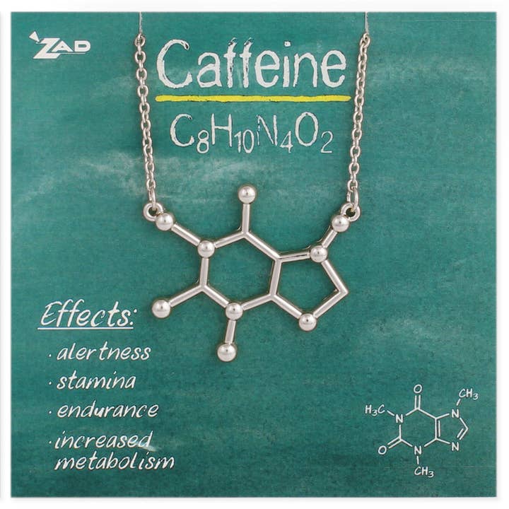 ZAD - Wholesale Pendant/Charm Necklace - Chemical Reactions Caffeine Molecule Necklace