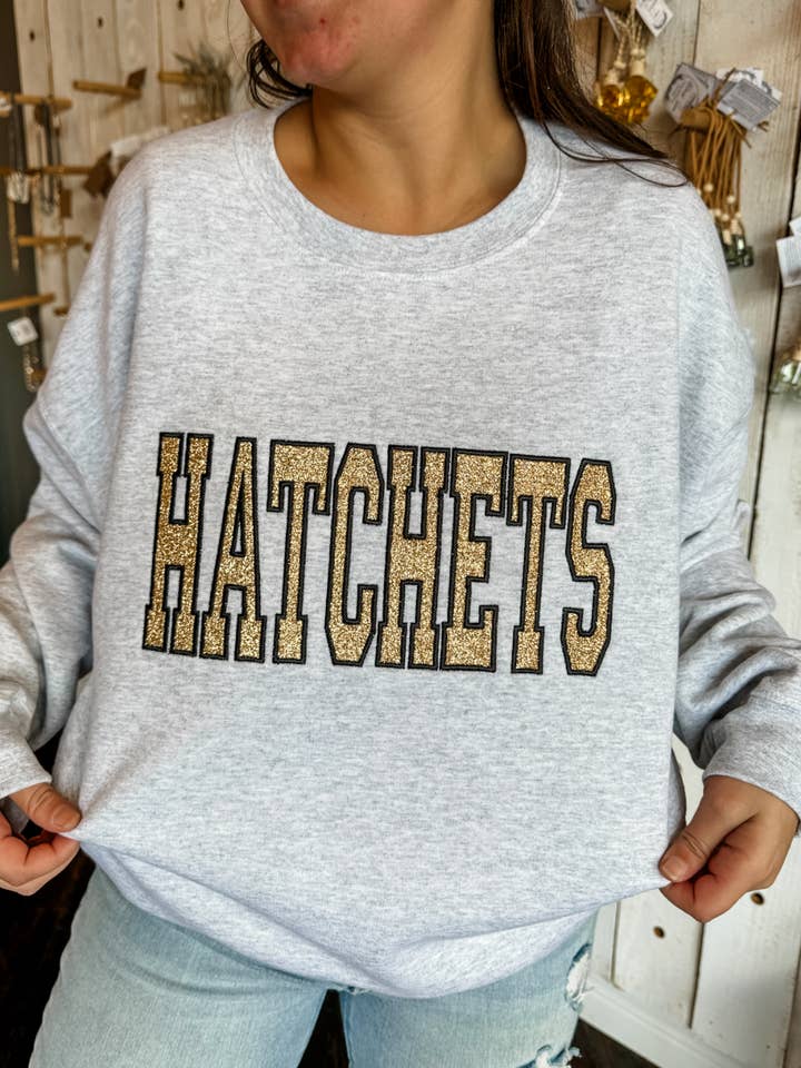 Top Notch - Wholesale Graphic Sweatshirt - Women's - School Spirit Glitter Appliqué Embroidered Sweatshirt 3