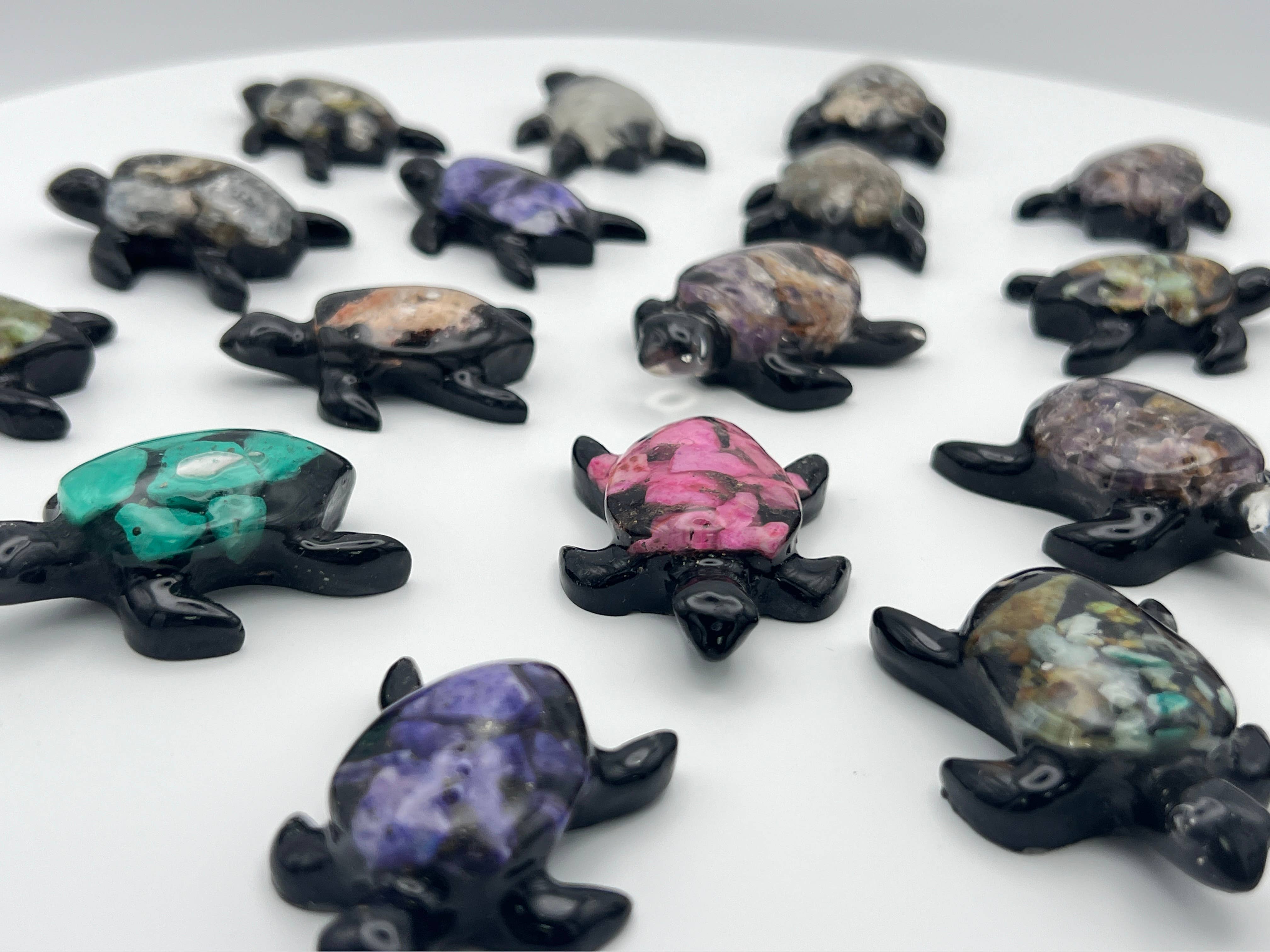 Loose Neck Land - Wholesale Decorative Figurine - Semi-Precious Stone Turtles2