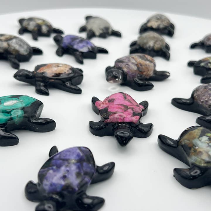 Loose Neck Land - Wholesale Decorative Figurine - Semi-Precious Stone Turtles2