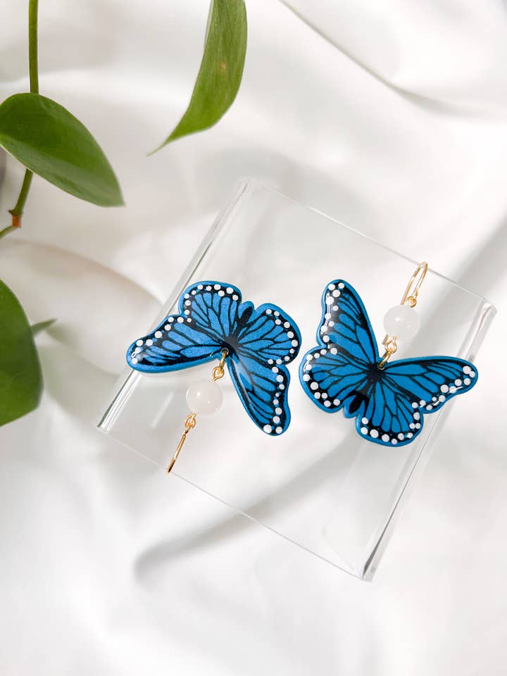 Papillons bleu paon pour la vente par ReynaBee Clay Co