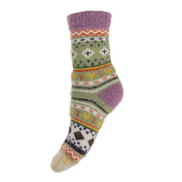 GEMJAR LTD - Vendita all'ingrosso Calzini - Donna - Calzini morbidi in misto lana con motivo nordico verde