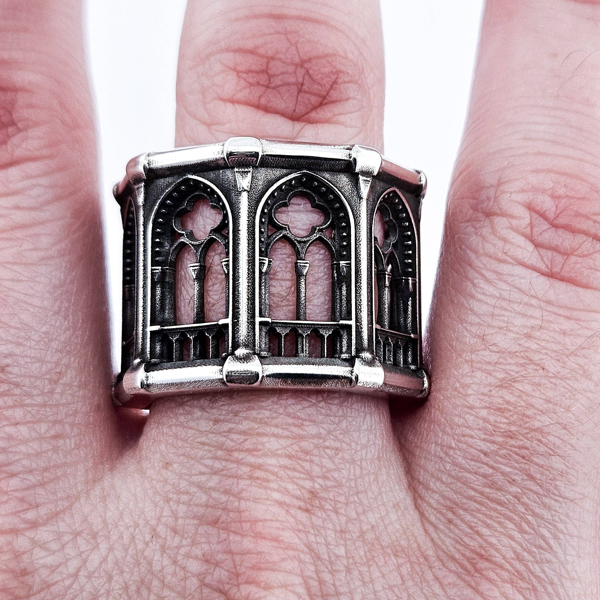 Inchoo bijoux inc - Wholesale Band/Stacked Ring - Holy Gothic Church Bold Wide Ring Band9