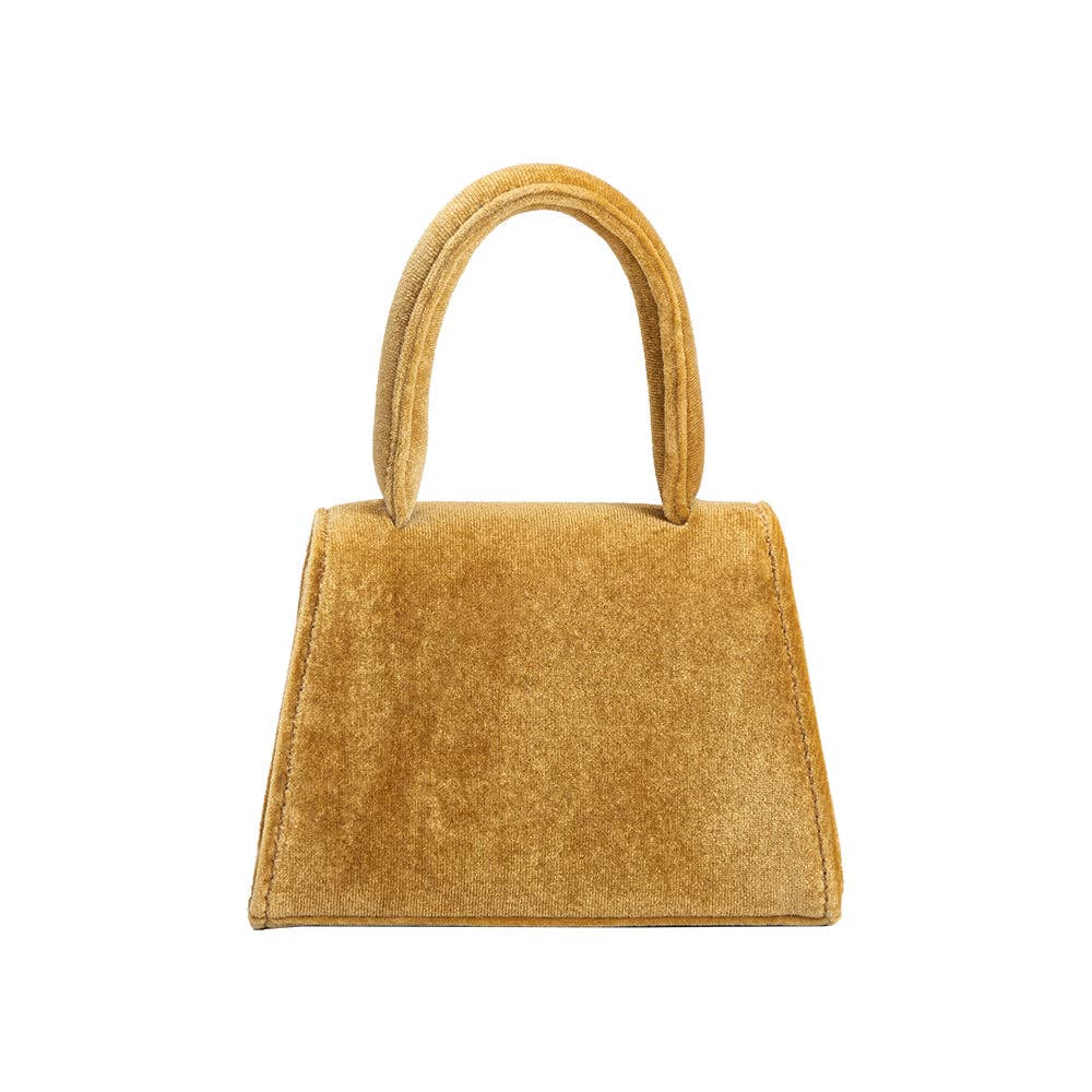 Melie Bianco - Vente Sac à main avec poignée sur le dessus – femme - Petit sac à poignée en velours doré de Sabrina2