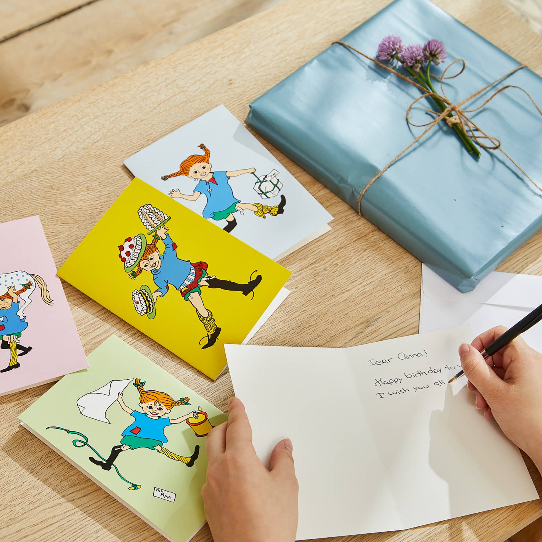 Barbo Toys - Wholesale Birthday Card - Pippi - Greeting Card with Envelope - Pink3