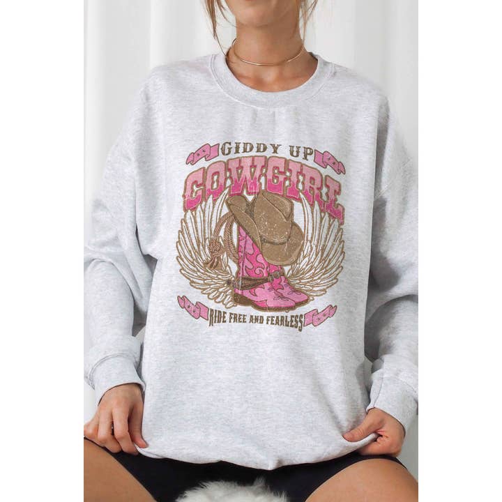 Camisola Graphic Graphic GIDDY UP COWGIRL por atacado de A. BLUSH CO