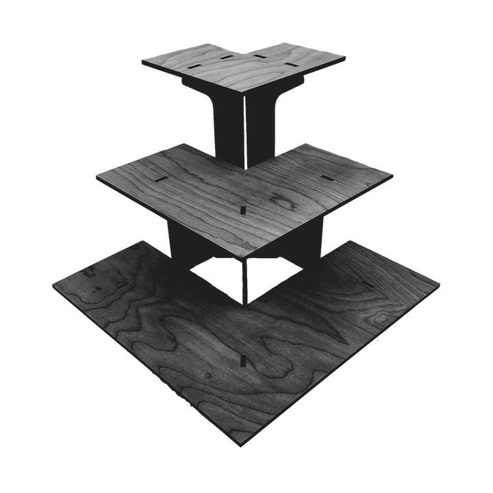Torched Displays - Wholesale Retailer Display Stand/Case - 3-Tier Retail Table Display Corner Stand with Shelves