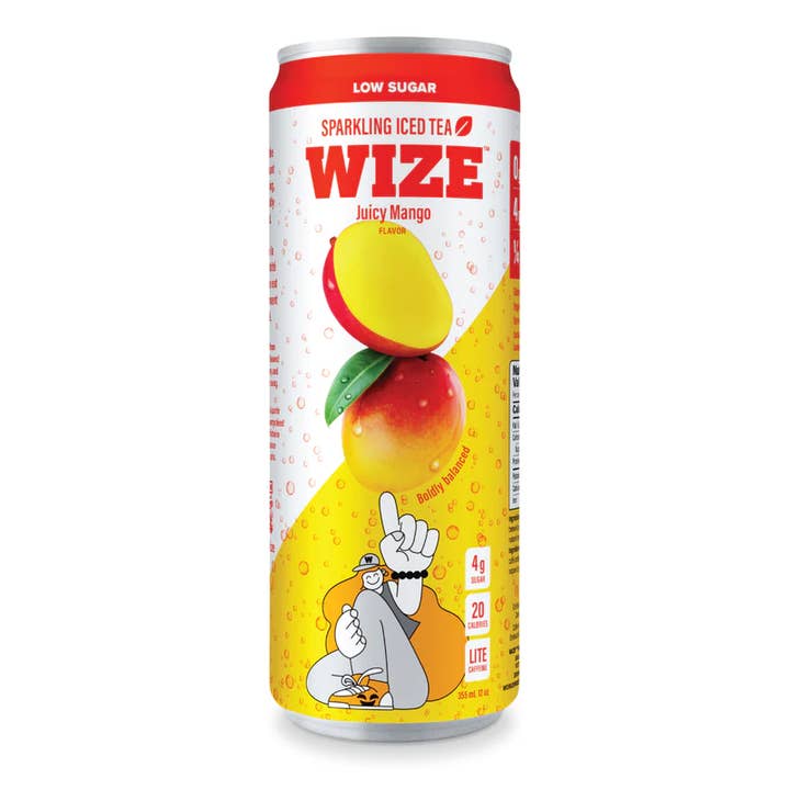Wize Tea – wholesale Iste – Mousserande Mango iste 12pk - Lågt socker, Lätt koffein