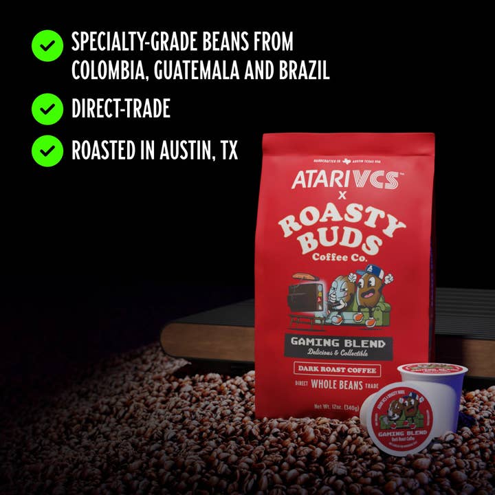 Roasty Buds Coffee - Venta al por mayor Café en grano - Café de Juego Atari VCS™ | Tostado Oscuro Intenso | Entero y Molido