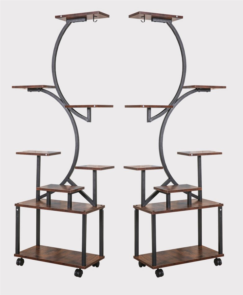 39F Inc. – Großhandel Blumentopfständer – 8-stufiger Pflanzenständer mit Wachstumslichtern, 155 cm hoch, Metall, Schwarz7