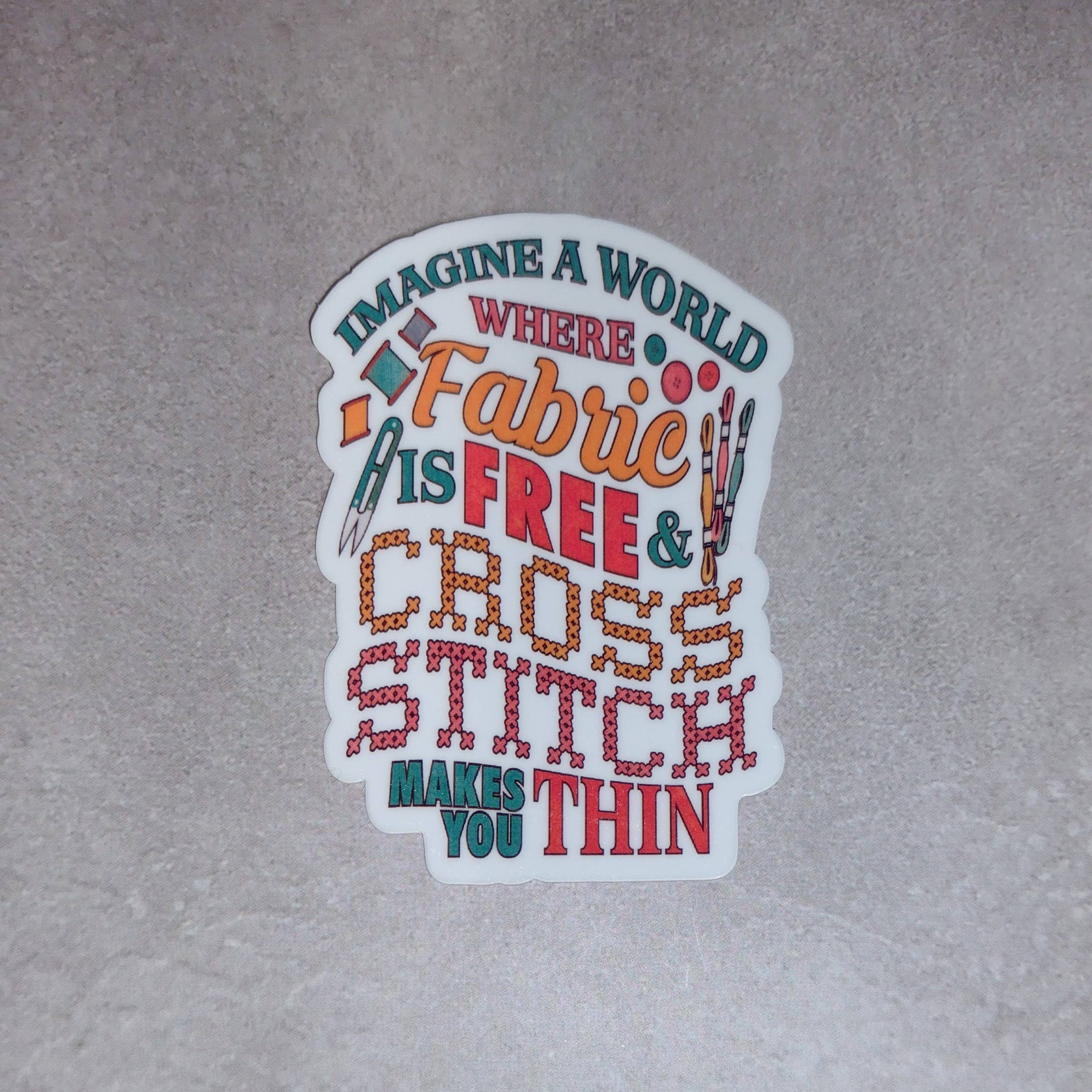 Dancing Dolphin Crafts - Wholesale Sticker - Cross Stitch Sticker - Imagine a World Where Fabric is Free1