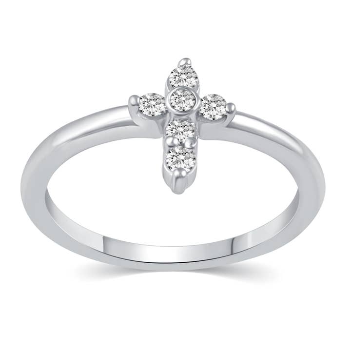 Cross Cluster Ring in 925 Sterling Silver for wholesale by Prime and Pure