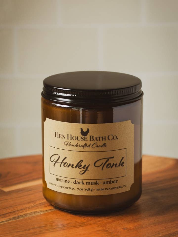 Honky Tonk - Amber + Musk Candle for wholesale by Hen House Bath Co., LLC