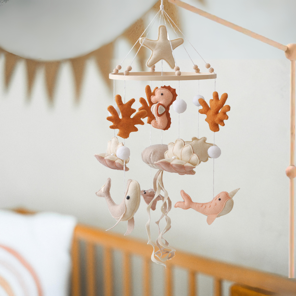 Joymaxx - Wholesale Baby Mobile - Handmade baby mobile Gentle Pearl Sea | Felt & Wood7