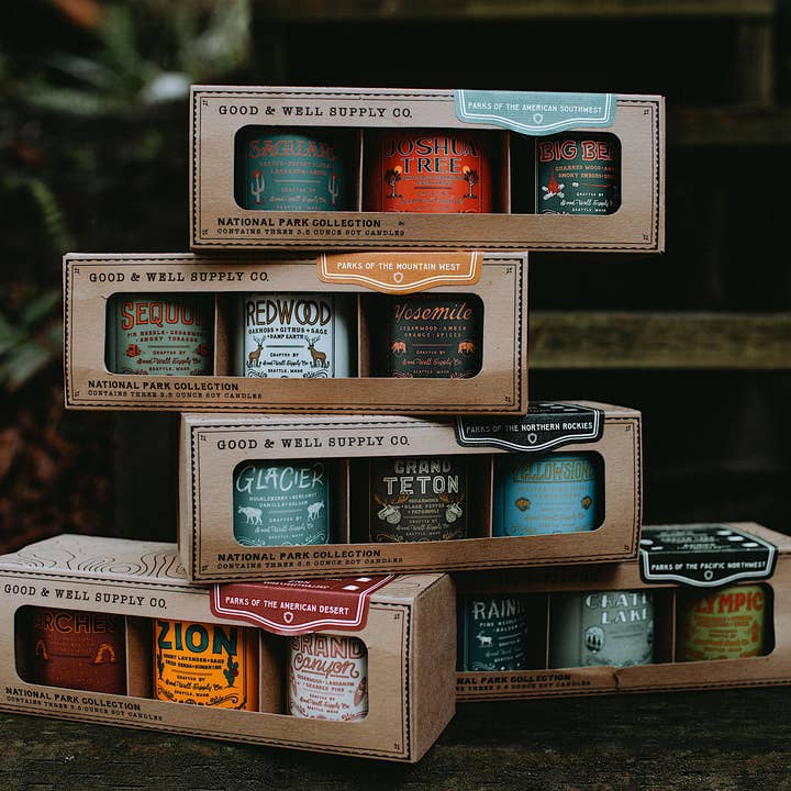 Good & Well Supply Co. - Wholesale Travel Candles - National Parks of the Mountain West Mini Candle Gift Set4