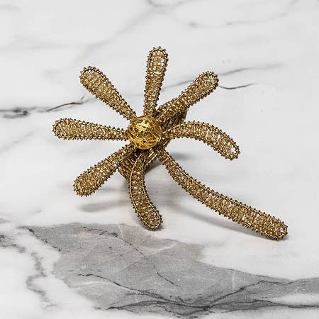 India Handicrafts Inc - Wholesale Napkin Ring - Golden Palm Tree Napkin Ring