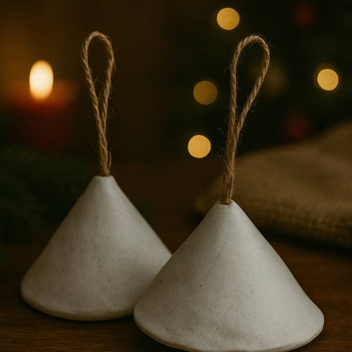 Silent Night Bells ,Handcrafted Ceramic Bell Ornaments . for wholesale by Design by Pouneh