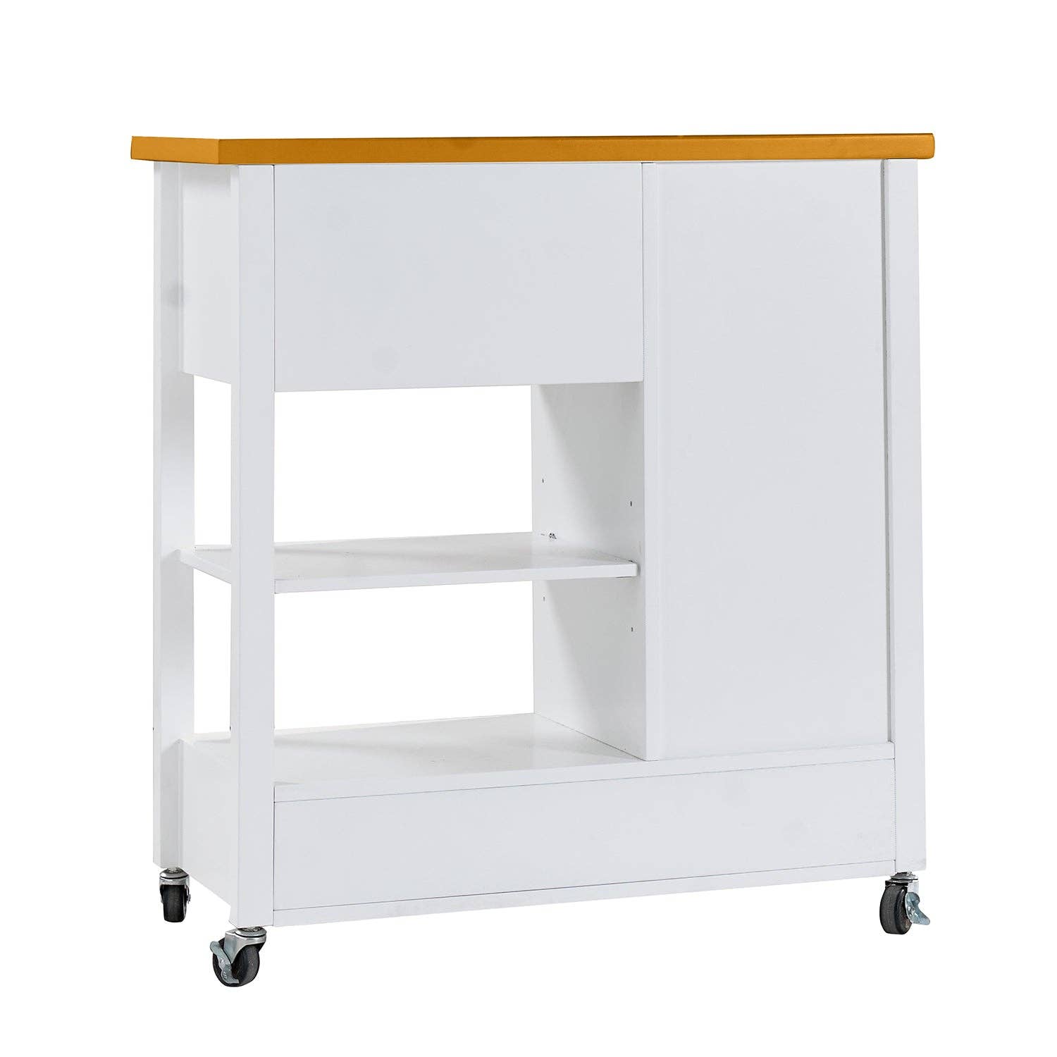 39F Inc. - Wholesale Kitchen Storage/Organizer - White Kitchen Island Cart with Walnut Top and Storage Drawer6