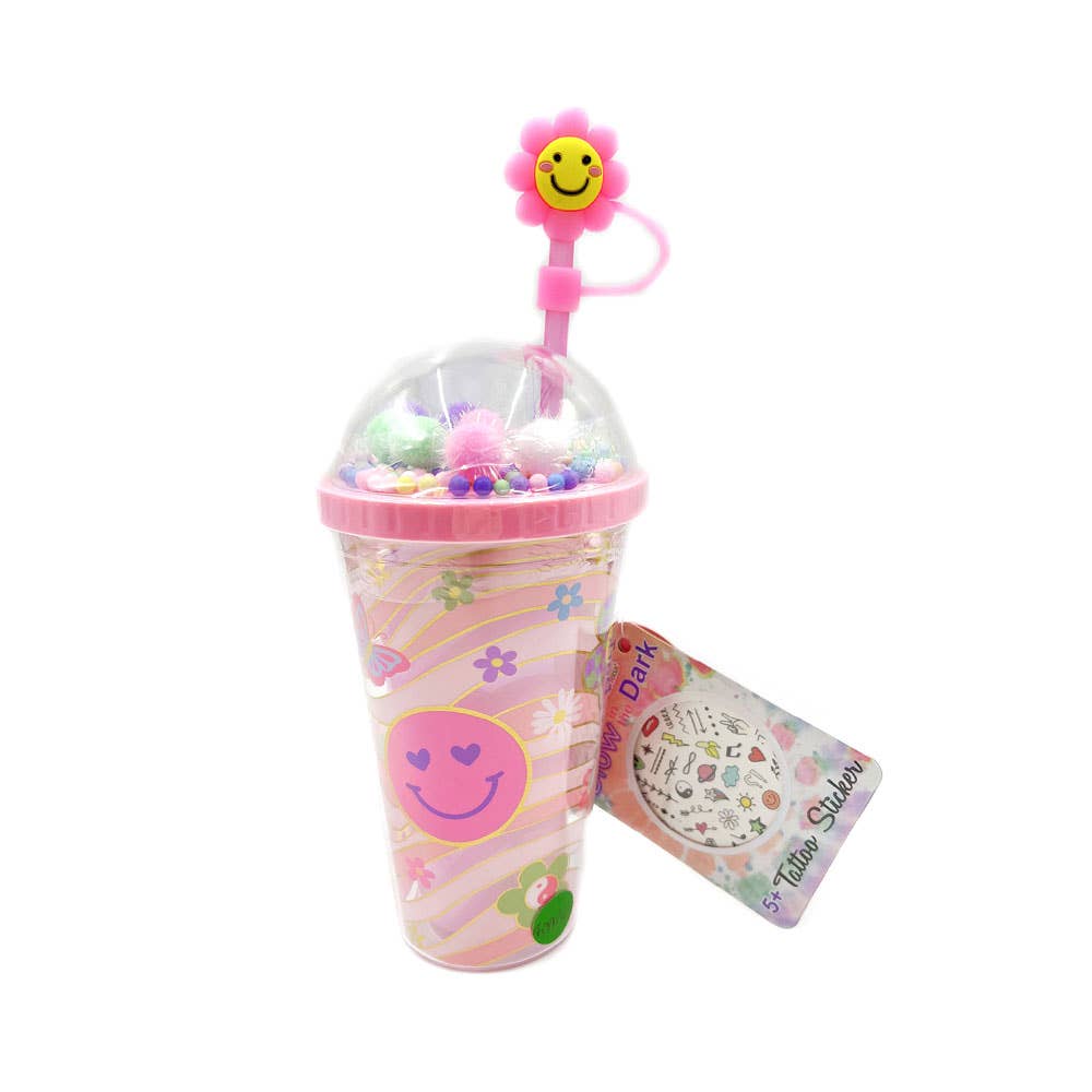 AJ Aguiar - Wholesale Drinking Glass/Cup - Kids & Baby - Groovy Flower Fun Cup With Pompons1