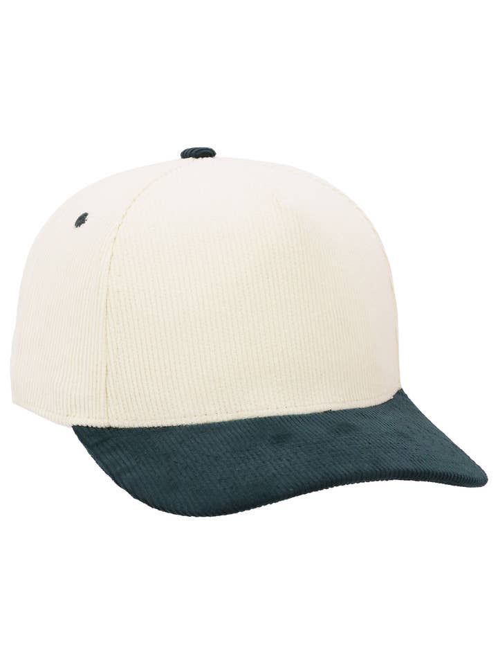 Corduroy Two Tone Five Panel Baseball Cap for wholesale by Cap Zone