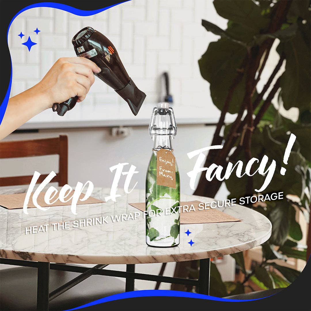 Nevlers - Wholesale Milk/juice bottle - Nevlers 12 oz Round Swing Top Glass Bottles (Pack of 12) | Includes Funnel, Brush and Marker3