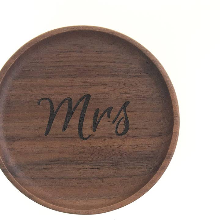 Mrs Wooden Ring Dish - Round for wholesale by Ella Celebration