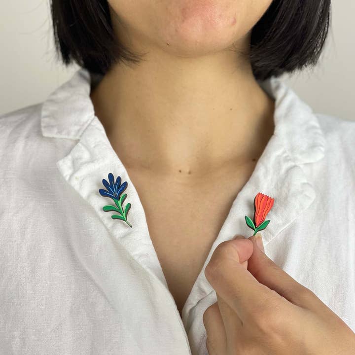 Poppin' Tags Design - Wholesale Brooch - Pair of Brooches: Flowers1