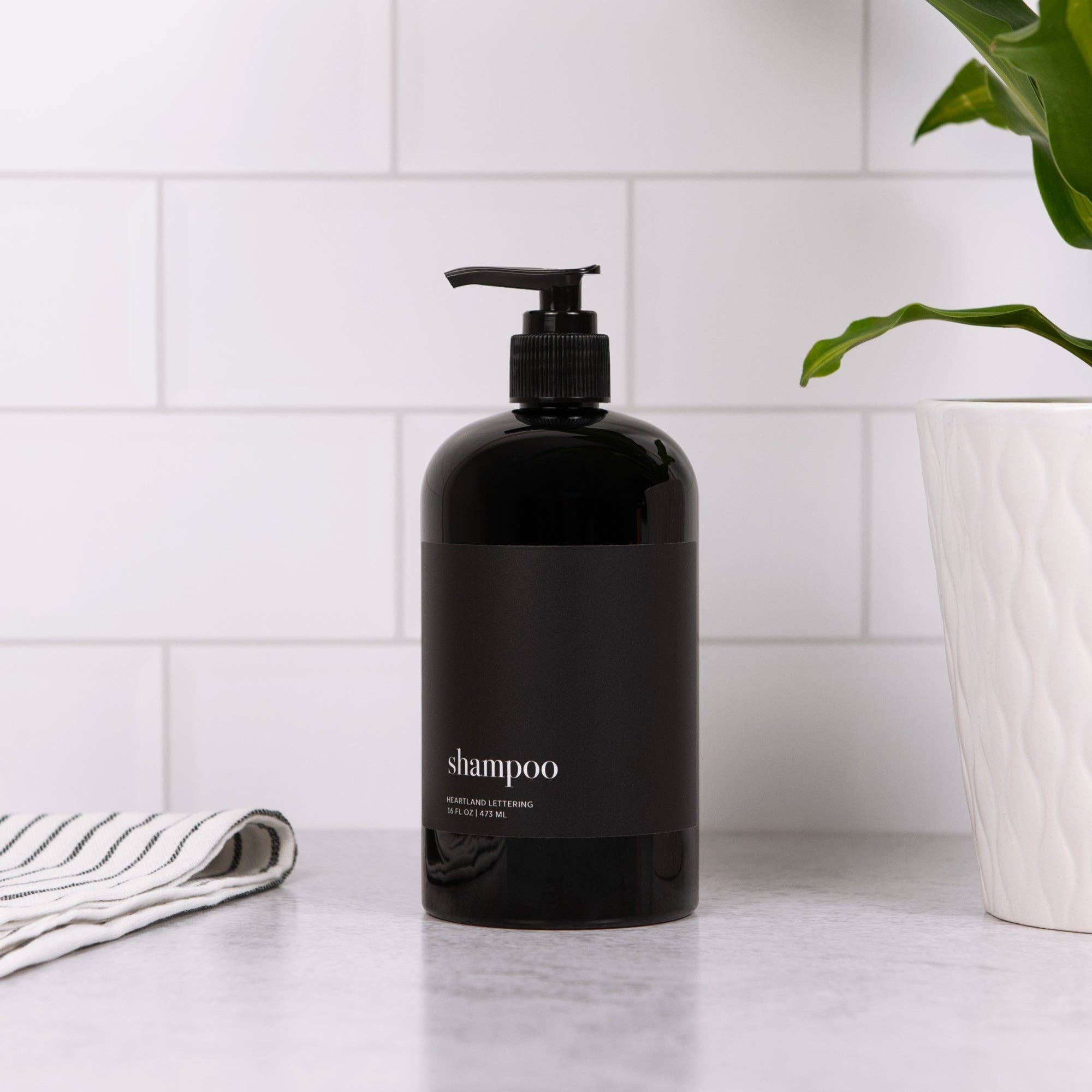 Joie Designs Co. | Refillable Bottles - Wholesale Soap Dispenser - Black Minimalist Shower Dispenser Bottles - Manhattan Collection, Black Matte Label | Black Glossy Bottle9