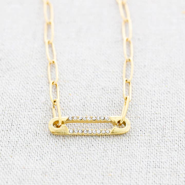 gold STEEL CHOKER SAFETY PIN CRYSTALS for wholesale on Faire1
