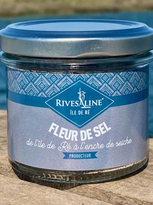 BLACK CUTTLEFISH FLEUR DE SEL 74 G for wholesale by rivesaline