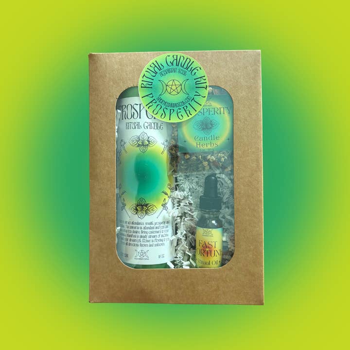 Prosperity 7 Day Ritual Candle Dressing Kit for wholesale by Aquarian Soul
