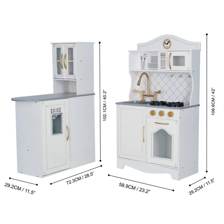 Little Chef Upper East Retro Play Kitchen - White / Gold for wholesale on Faire